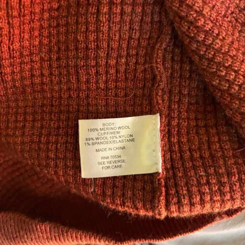 Orvis Men's Size Xl Rust Orange Button Front Meri… - image 4